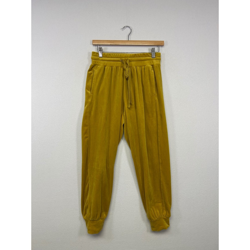 Cozycore Saturday Sunday Anthropologie XS Mustard Yellow Velour Joggers Pants